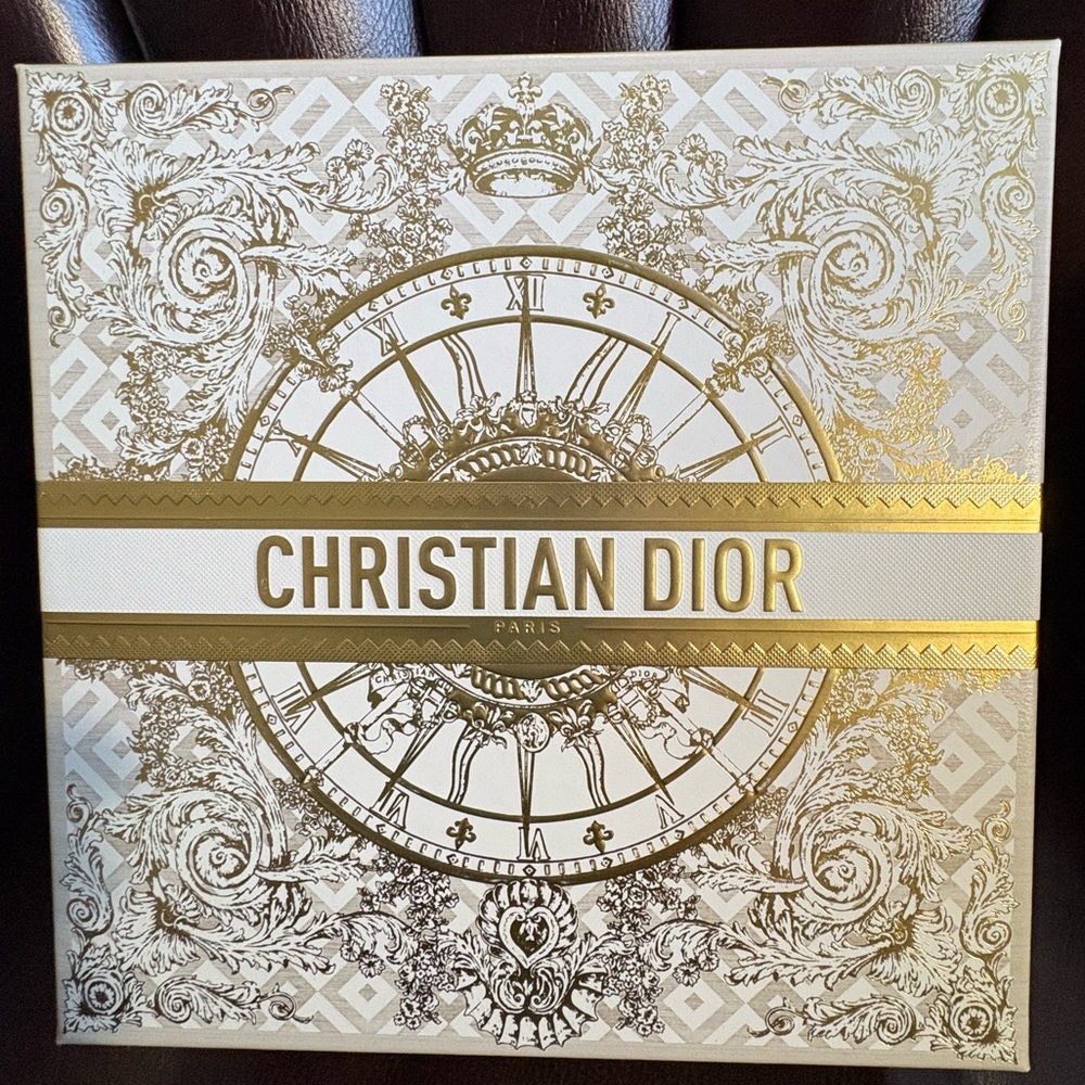 Dior Gold and White Decorative Box 8.25” x 8.25” x 4”
